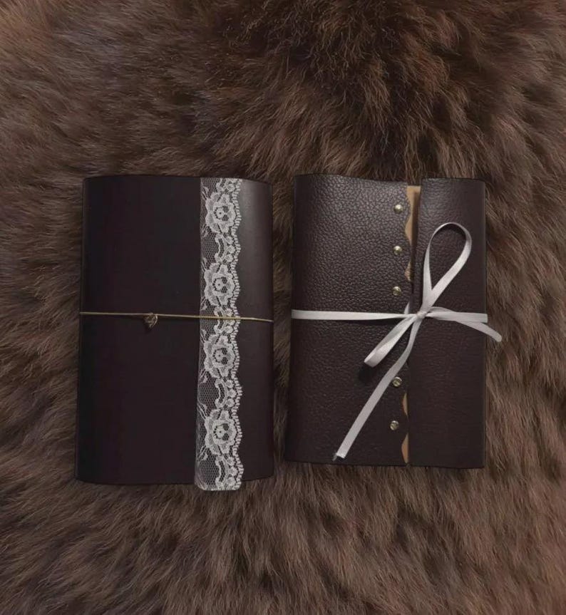Two Ribbon Journal A6 Leather Journal Cover | Handmade French Style Notebook | Vintage ...
