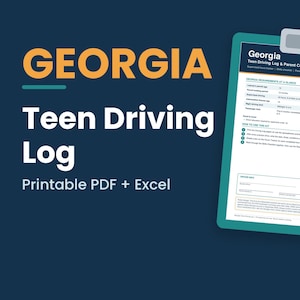 Georgia Fahrprotokoll für Jugendliche zum Ausdrucken | 40 Stunden begleitetes Fahren, Fahrtenbuch für Fahranfänger, Lernführerschein, Elternleitfaden (PDF + Excel)