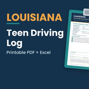 Louisiana Fahrprotokoll für Jugendliche (zum Ausdrucken) | 50 Stunden begleitetes Fahren, Fahrtenbuch für Fahranfänger, Lernführerschein, Elternleitfaden (PDF + Excel)