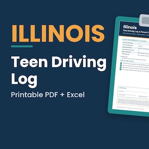 Illinois Fahrprotokoll für Jugendliche (zum Ausdrucken) | 50 Stunden begleitetes Fahren, Fahrtenbuch für Fahranfänger, Lernführerschein, Elternleitfaden (PDF + Excel)