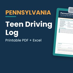 Pennsylvania Fahrprotokoll für Jugendliche zum Ausdrucken | 65 Stunden begleitetes Fahren, Fahrtenbuch für Fahranfänger, Lernführerschein-Protokoll (PDF + Excel)