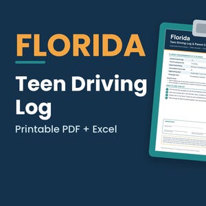 Florida Fahrprotokoll für Jugendliche zum Ausdrucken | 50 Stunden begleitetes Fahren, Fahrtenbuch für Fahranfänger, Lernführerschein, Elternleitfaden (PDF + Excel)