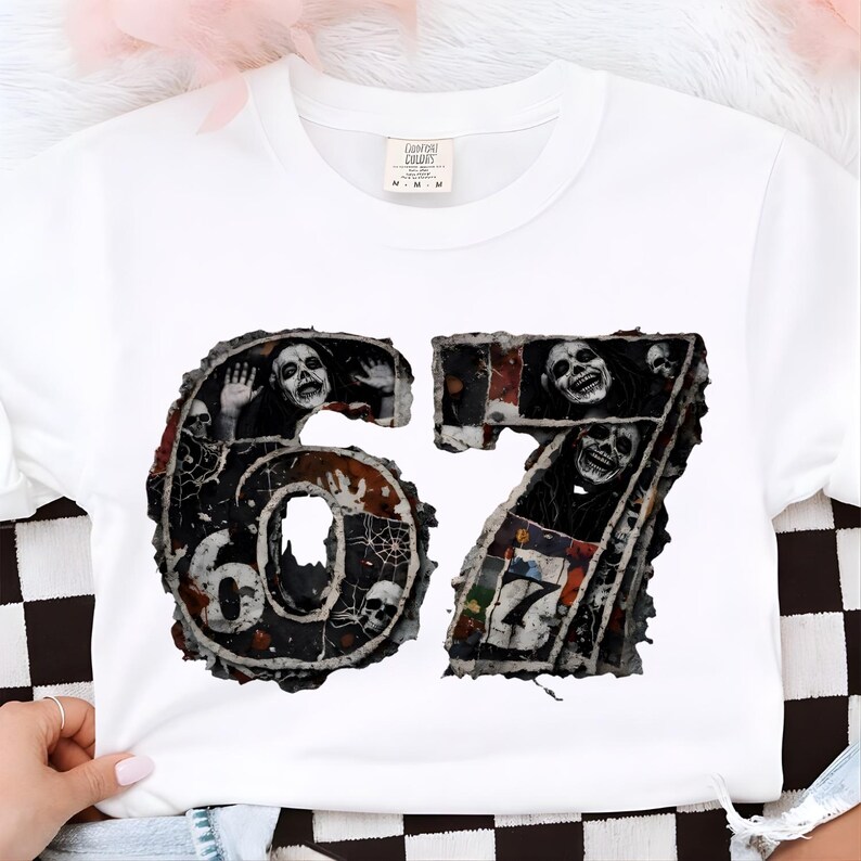 67 Brainrot Meme PNG – Six Seven Collage Number Design – Gen Alpha ...