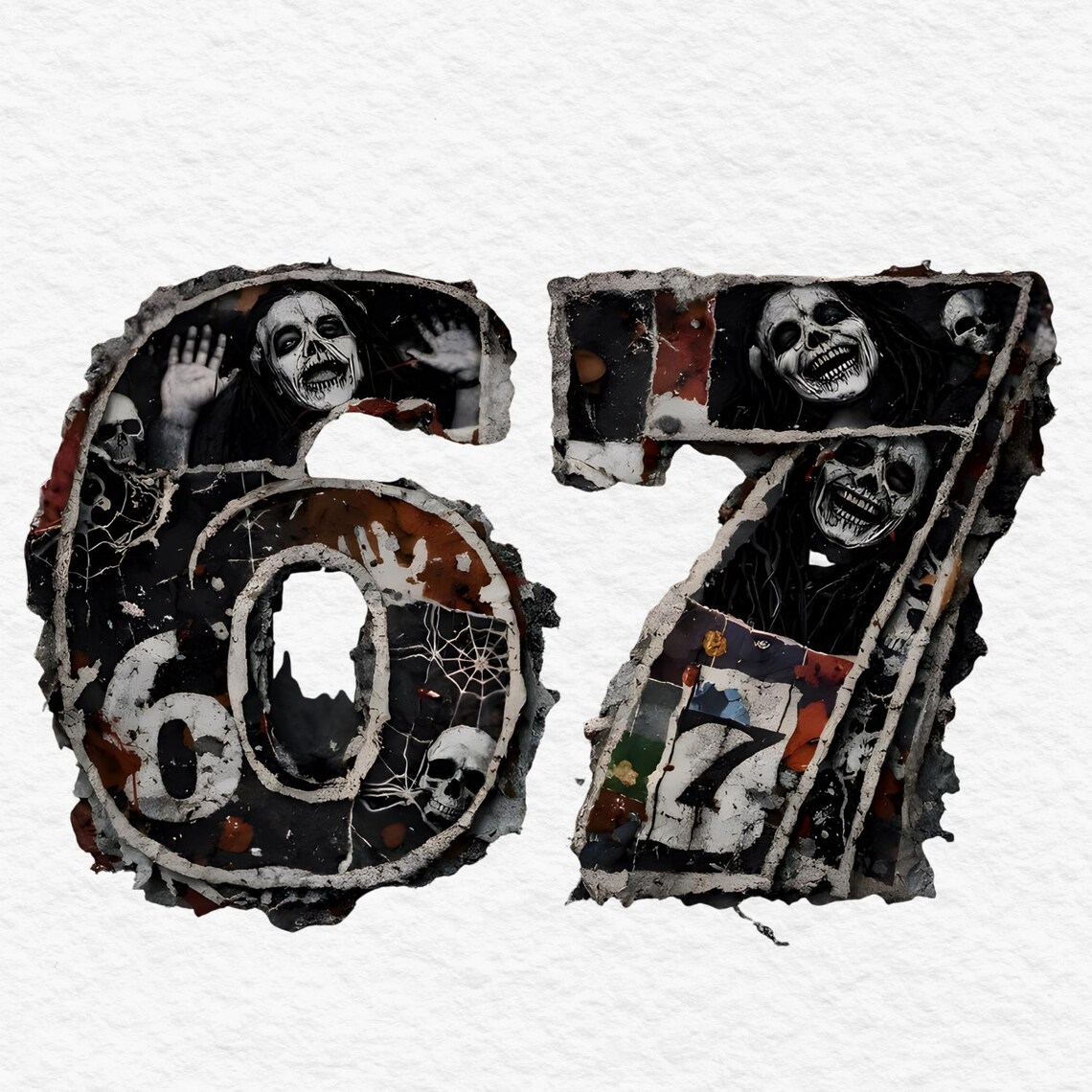 67 Brainrot Meme PNG – Six Seven Collage Number Design – Gen Alpha ...