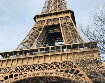 Eiffel Tower Print, Paris Photography Wall Art, Black and White Minimalist Travel Poster, Digital Download