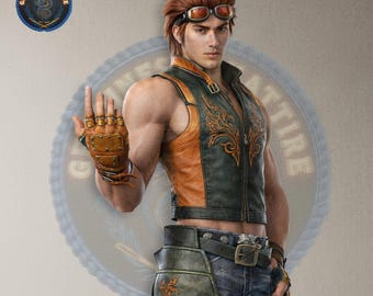Hand-Stitched Hwoarang Tekken Leather Vest | Two-Tone Teal and Tan Distressed Cowhide | Bespoke Combat Biker Armor and Cosplay Gear