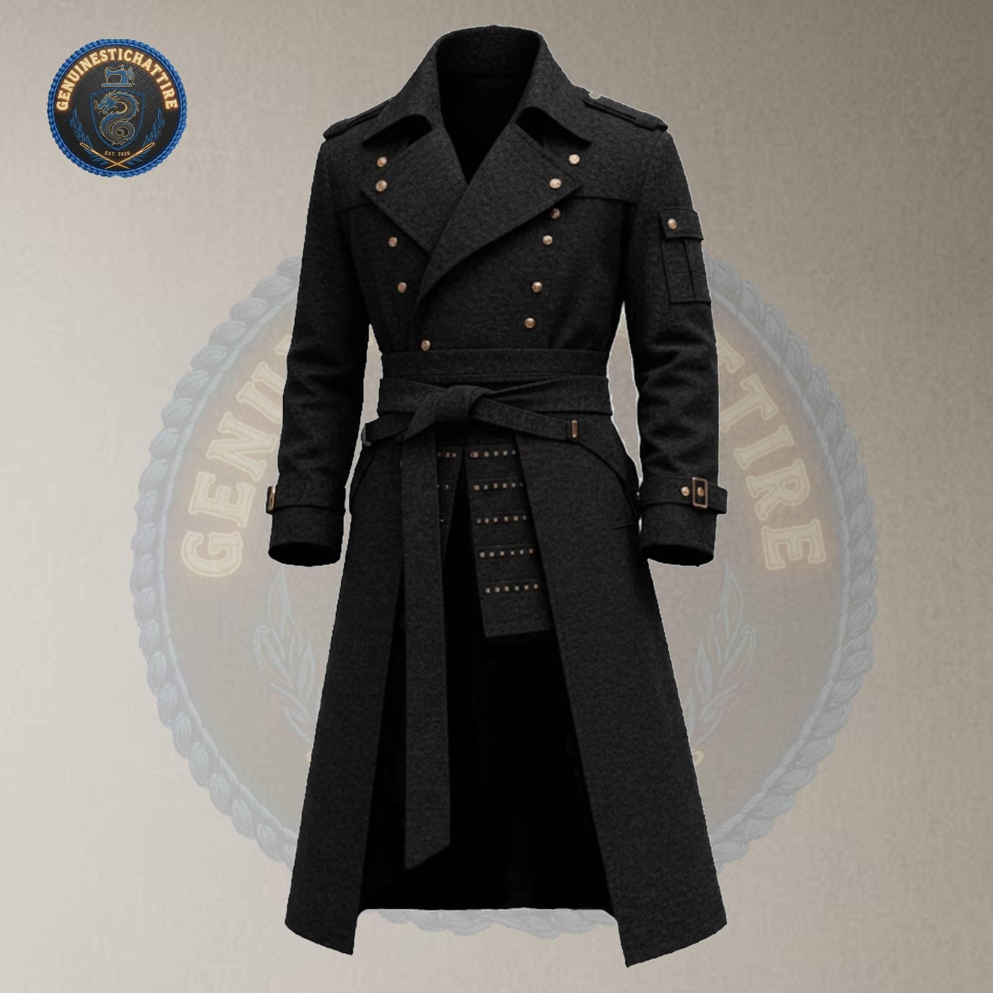 Cappotto Lungo Uomo Van Helsing In Vera Pelle D'agnello Nera - Stile Gotico E Biker, Made In UK