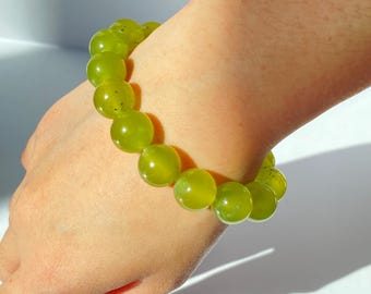 Forest Light Xiuyu Jade Bracelet – Polished Gemstone Beads