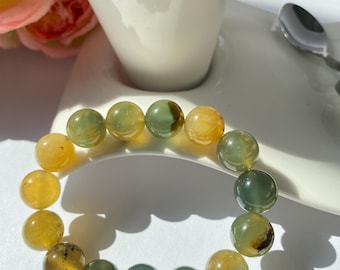 Natural Green Honey Jade Stretch Bracelet – Balance, Luck, Protection Gemstone Beads