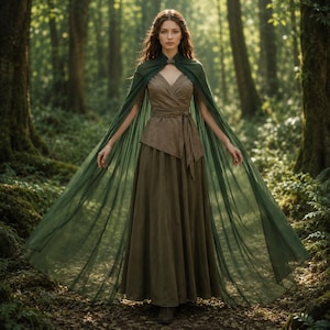Mittelalterlicher Chiffon Umhang Renaissance Feen-Umhang Elfen Braut Wrap Fantasy LARP Gothic Festival Schulter-Cape