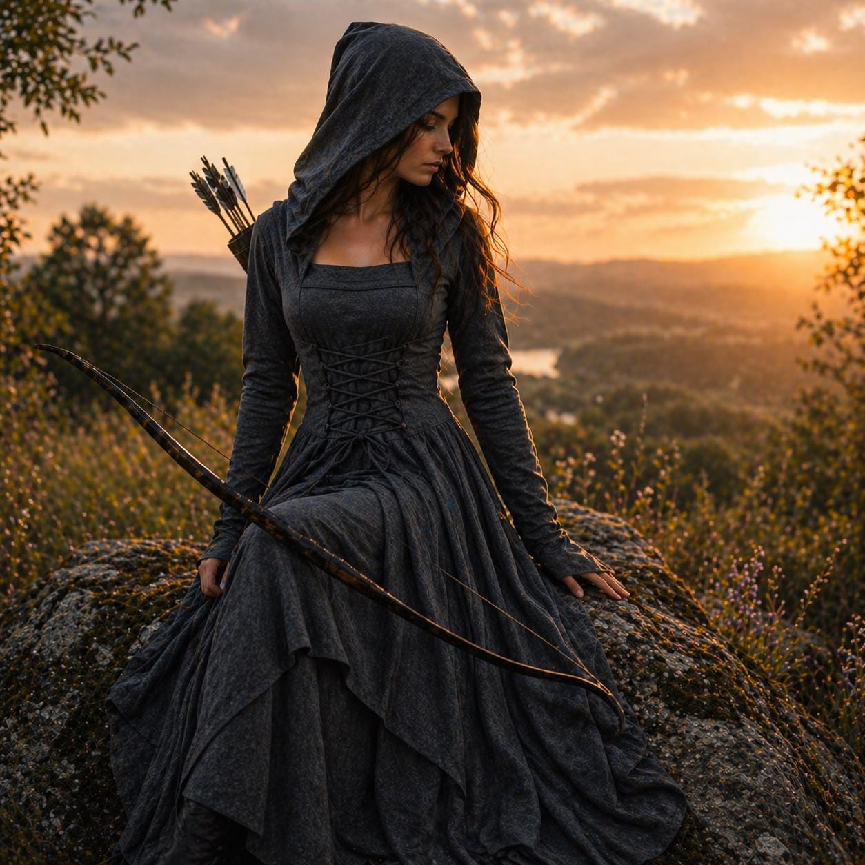 black elf dress Moonlight Radiant Elf Dress + Innerwear Skirt – Belchic main image 1