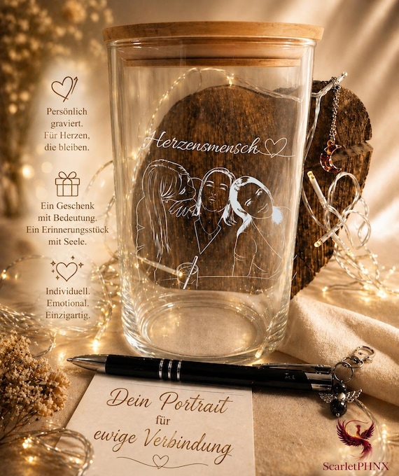 Individuelles Portrait im Glas – personalisierte Gravur nach deinem Foto | einzigartiges Geschenk & Erinnerung