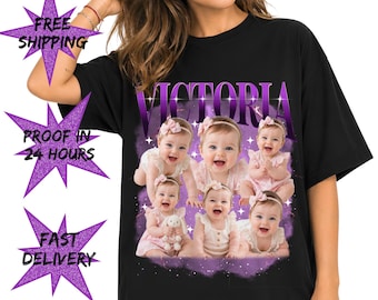 Comfort Colors® Custom Photo Shirt, Personalized Bootleg Baby Collage Shirt Custom Kids Photo Shirt, Family Gift Shirt, Trendy Vintage Style