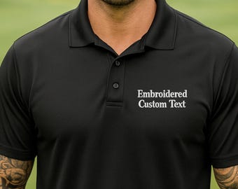 Personalized Embroidered Dry-Fit Polo Shirt Custom Text Polo, Embroidered Business Shirt, Company Logo Polo, Custom Embroidery Logo Shirt