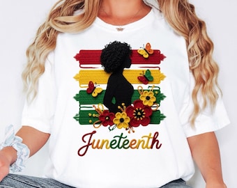 Comfort Colors® Juneteenth Shirt, Black History Shirt, Freedom Day Shirt, African American Shirt, Butterfly Shirt, Print Only — Not Yarn