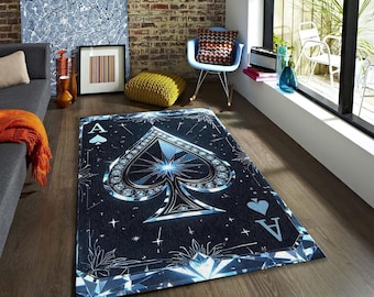 Ace of Spades Area Rug, Gothic Game Room Decor, Grunge Style