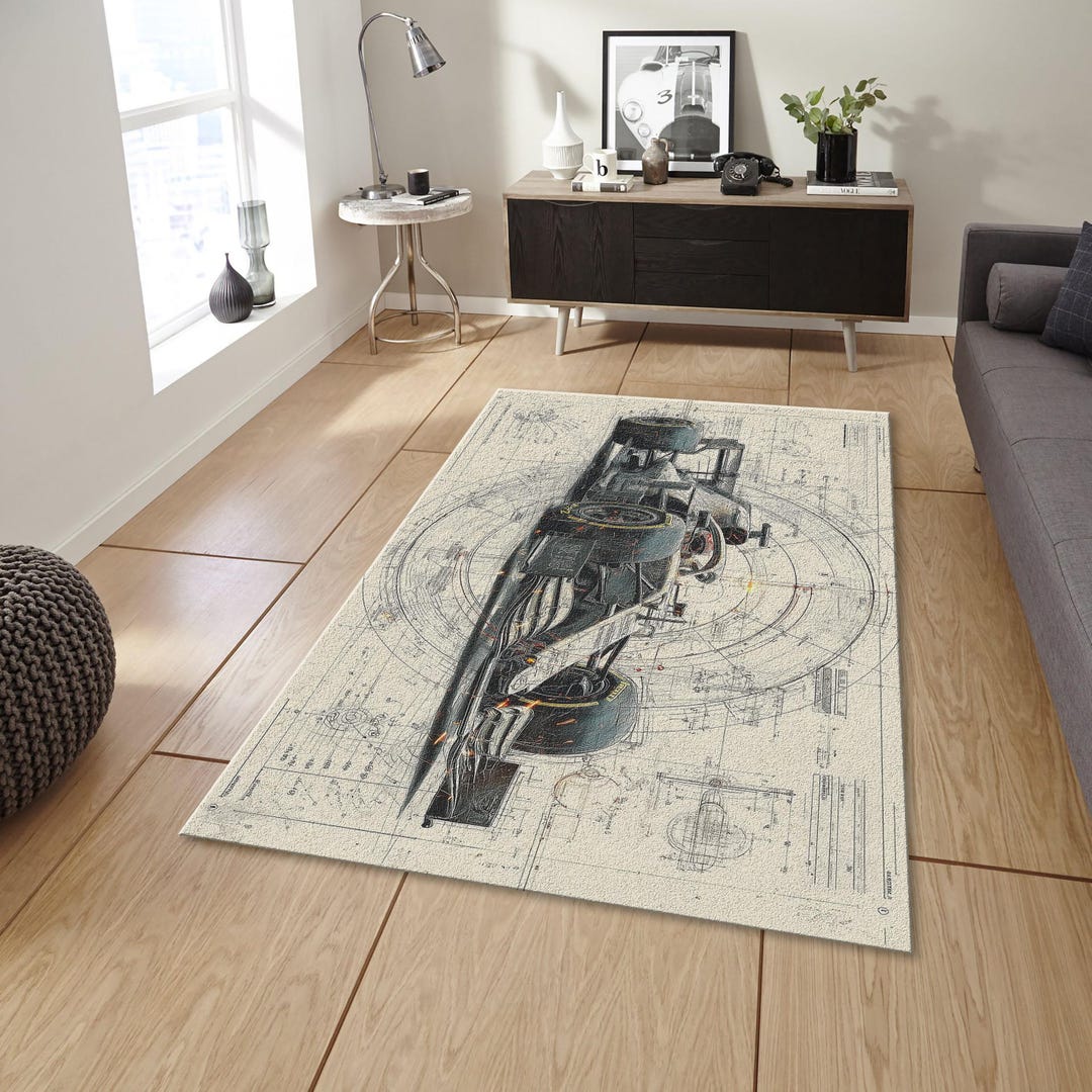 Formula 1 Blueprint Rug, F1 Racing Car Technical Area Carpet ...