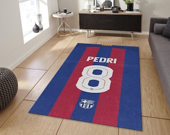 Pedri Barcelona Rug, Soccer Fan Gift, Sports Room Decor