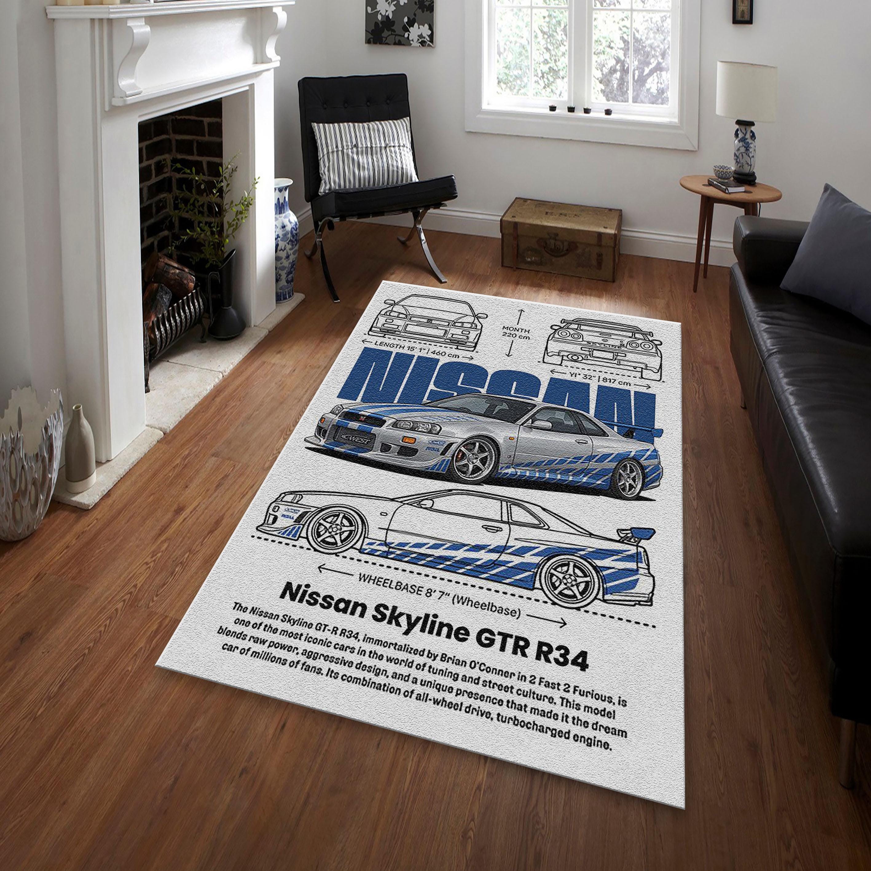 Nissan Gt R Rug Nissan Skyline GTR R34 Blueprint Rug, Racing Legend Floor Mat - Etsy