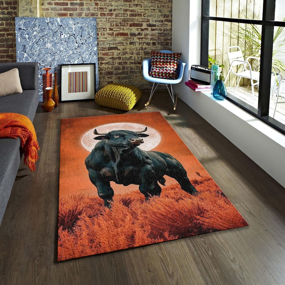 Dark Bull Area Rug, Fantasy Animal Print Carpet - Etsy
