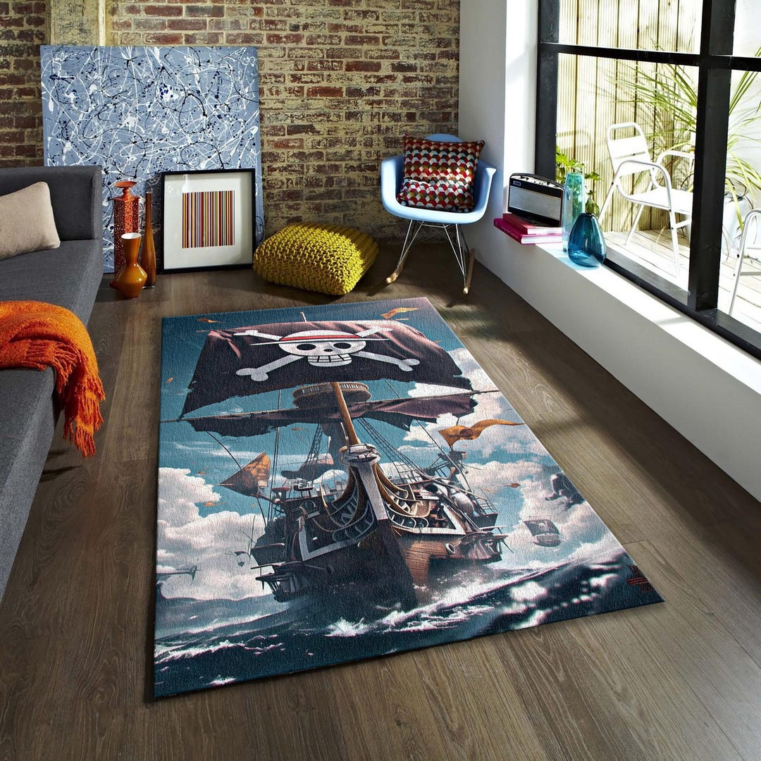 Anime Pirate Ship Rug, Jolly Roger Nautical Floor Mat - Etsy