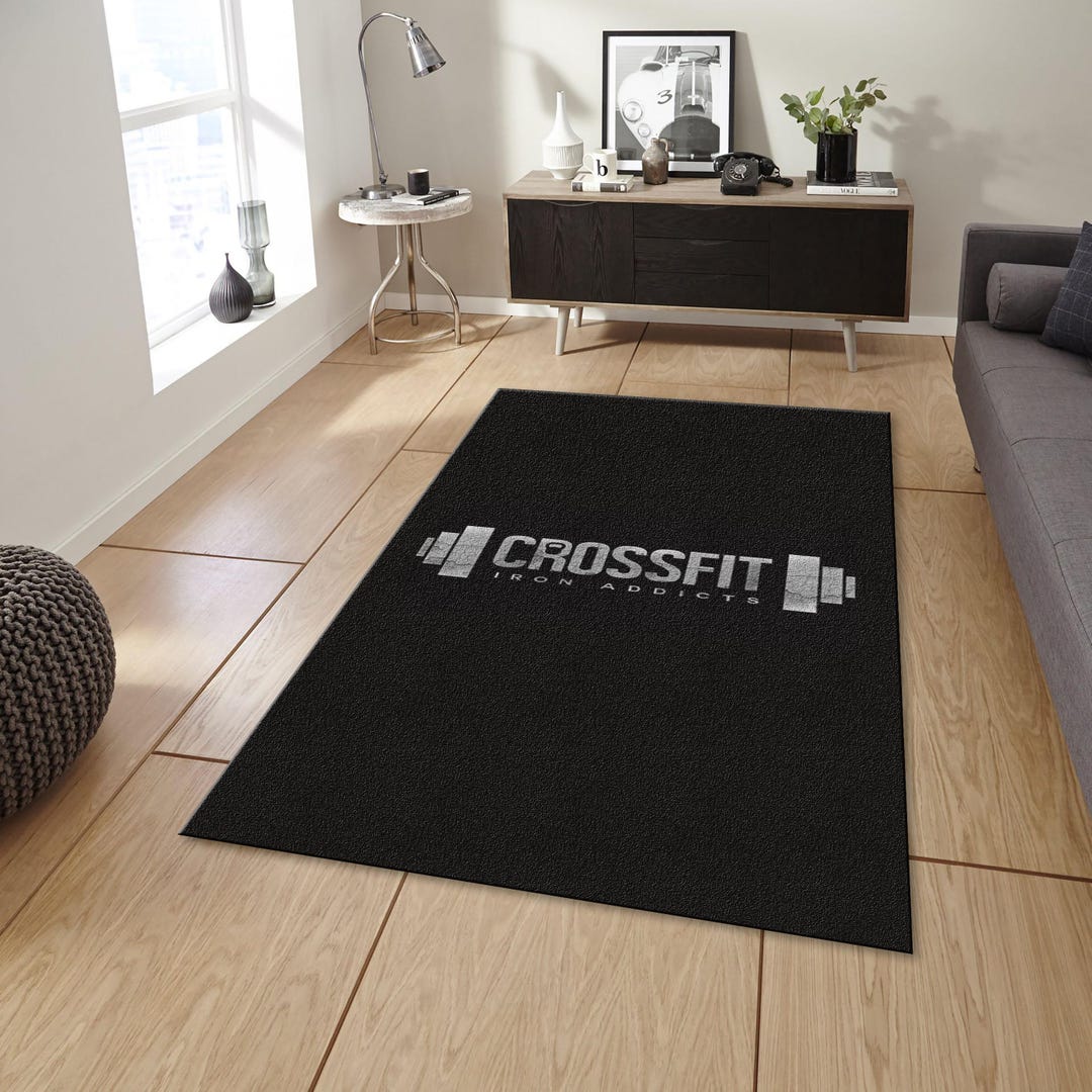 Exercise Area Rugs Crossfit Gym Rug, Iron Addicts Fitness Decor, Personalized Gym Floor ...