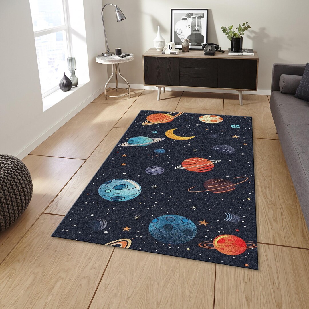 Solar Systen Rug Solar System Area Rug, Navy Galaxy Nursery, Kids Bedroom Carpet - Etsy