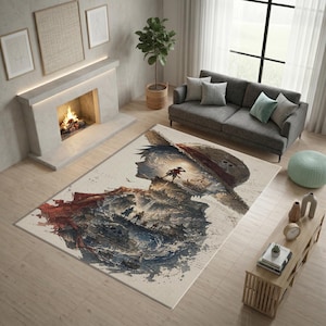 Luffy Straw Hat Crew Anime Rug, Sepia Double Exposure Carpet, Retro Floor Mat