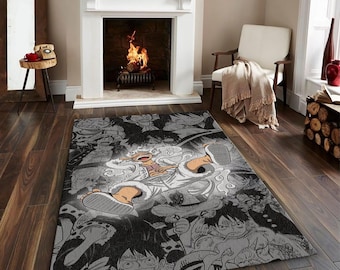 Luffy Anime Rug, Straw Hat Pirate Floor Mat, Manga Fan Gift