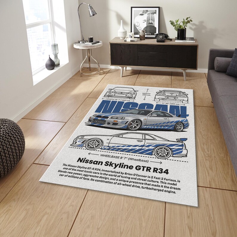 Nissan Gt R Rug Nissan Skyline GTR R34 Blueprint Rug, Racing Legend Floor Mat - Etsy