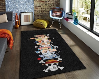 Luffy Anime Rug, Straw Hat Pirate Floor Mat, Manga Fan Gift
