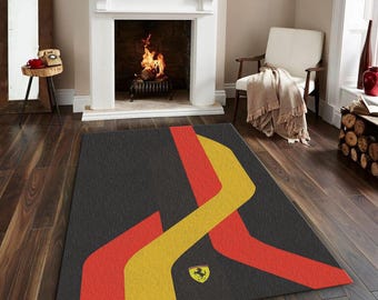 Minimalist Racing Stripes Area Rug, Modern Sports Car Decor, Abstract Carpet