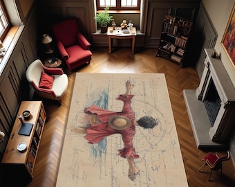 Luffy Sketch Rug - Da Vinci Style Anime Floor Mat