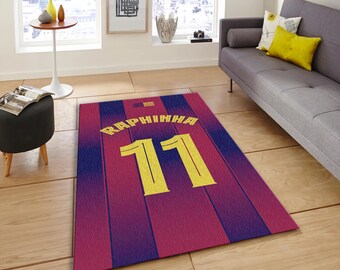 Raphinha Barcelona Rug, Soccer Fan Gift, Sports Room Decor