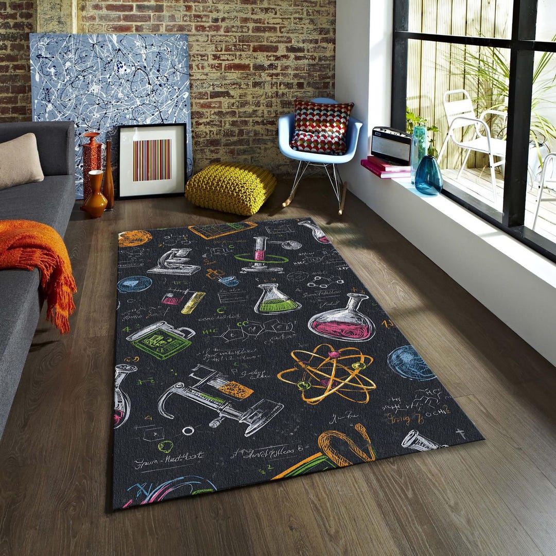 A Science Lab Rug Science Doodle Area Rug, Chemistry Physics Lab Carpet - Etsy
