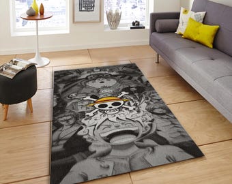 Luffy Anime Rug, Straw Hat Pirate Floor Mat, Manga Fan Gift
