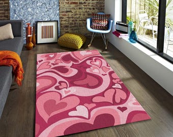 Roter Herz-Teppich - Valentinstaggeschenk - Rutschfester Schlafzimmerteppich