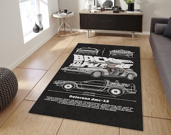 DeLorean DMC-12 Blueprint Teppich, Zurück in die Zukunft Film Teppich