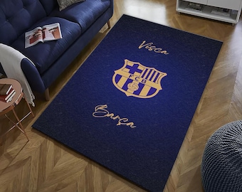 FC Barcelona Football Rug - Barca Soccer Fan Area Mat - Non-Slip Washable Game Room Decor - Gift for FCB Fans and Sports Lovers