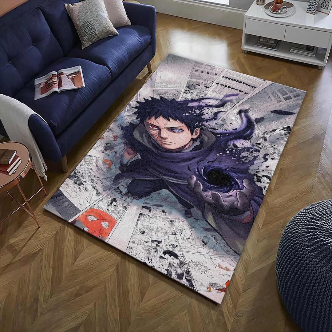 Sharingan Rug Pattern Obito Uchiha Manga Collage Rug - Anime Rinnegan Sharingan Area Mat ...