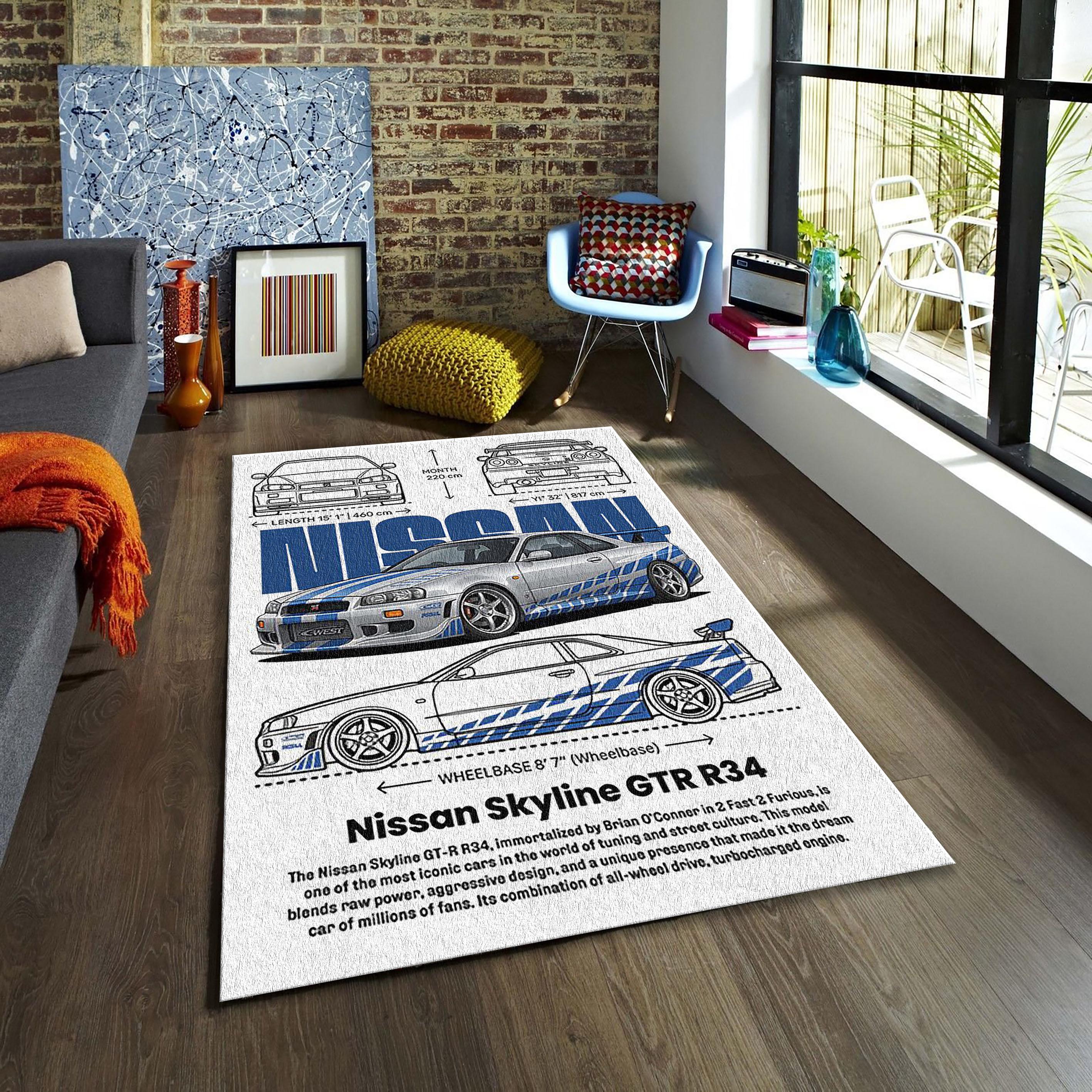 Nissan Gt R Rug Nissan Skyline GTR R34 Blueprint Rug, Racing Legend Floor Mat - Etsy