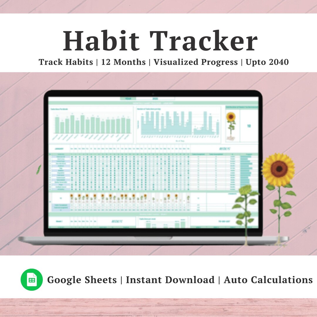 Digital Download Habit Tracker Spreadsheet - Printable Habit Tracking ...