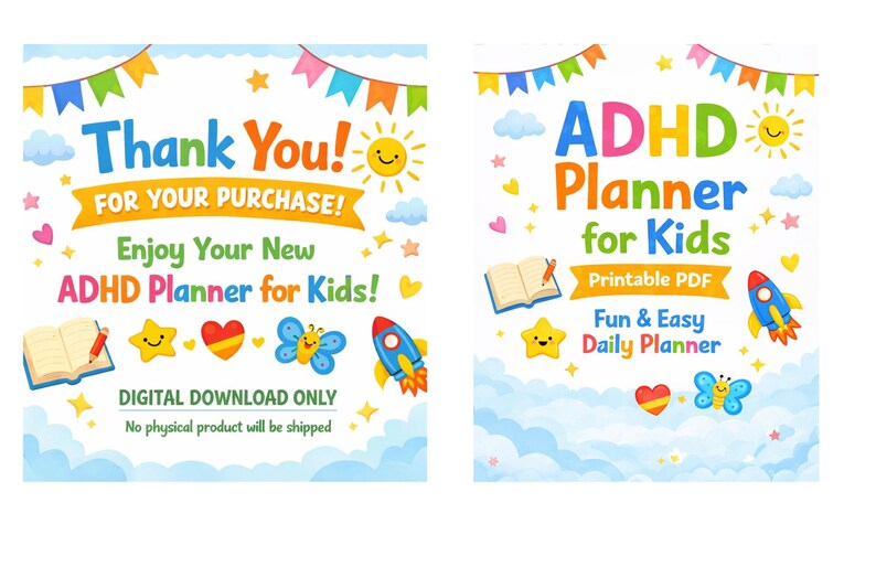ADHD Planner for Kids Printable, Executive Function Workbook, Behavior ...
