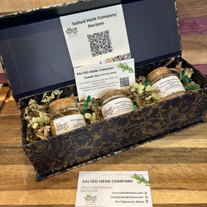 Set de regalo de sales gourmet, trío de condimentos de 3 sabores, sales de hierbas artesanales, ingredientes naturales, regalo para amantes de la gastronomía, caja de regalo para anfitriones