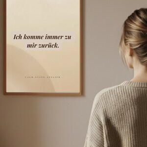Ich komme immer zu mir zurück Poster Deutsch, Selbstliebe Affermation, Innerer Frieden, Beige Pfirsich Wandbild, Minimalistische Wandkunst
