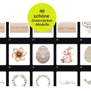 Digitale Oster Sticker Pack zum Ausdrucken,40 Sticker GoodNotes Notability, Frühling PNG Sticker, Sofort Download, Planner Sticker Ostern