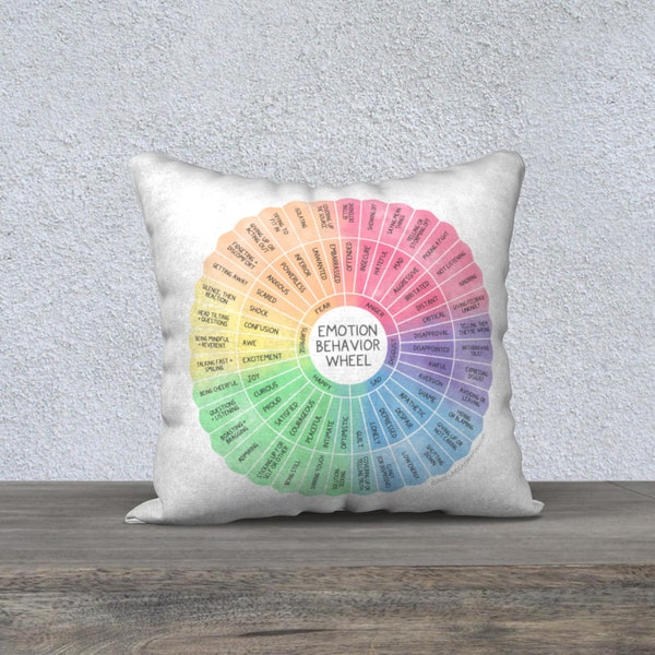 Emotion Behavior Wheel Pillow Case - Full Color - Geweldig SEL-cadeau voor therapeuten, maatschappelijk werkers, klaslokalen en schooladviseurs