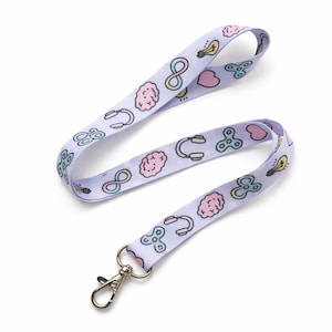 Cordão: Ícones da Neurodiversidade | Cérebros, Objetos de Atração, Fones de Ouvido, Símbolo do Infinito | TDAH, Autismo, Orgulho da Neurodiversidade | Porta-crachá