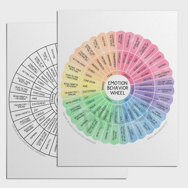 Digital Download: Emotion Behavior Wheel by Lindsay Braman + Interactive Worksheets - For Therapists, Social Workers, and School Counselors