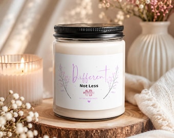 Autism Awareness Candle Duftende Sojakerze, 9oz | weiß+lavendel |  Zimt Vanille und Apfelernte